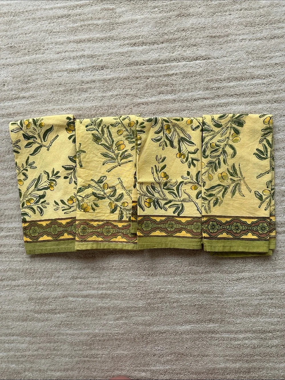 Set of 4 Couleur Nature Olive Tree Napkins Yellow/Green Designed by Bruno Lamy